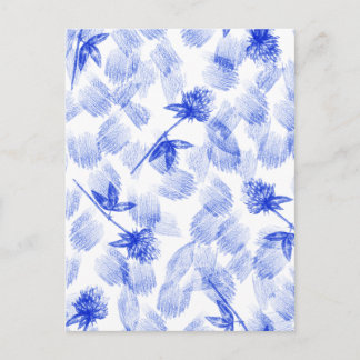 Blue Flowers And Elements Floral Card. ポストカード