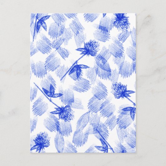 Blue Flowers And Elements Floral Card. ポストカード (正面)