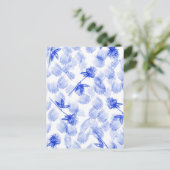 Blue Flowers And Elements Floral Card. ポストカード (スタンド正面)