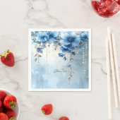 Blue Flowers and Pearls スタンダードカクテルナプキン (インサイチュ)