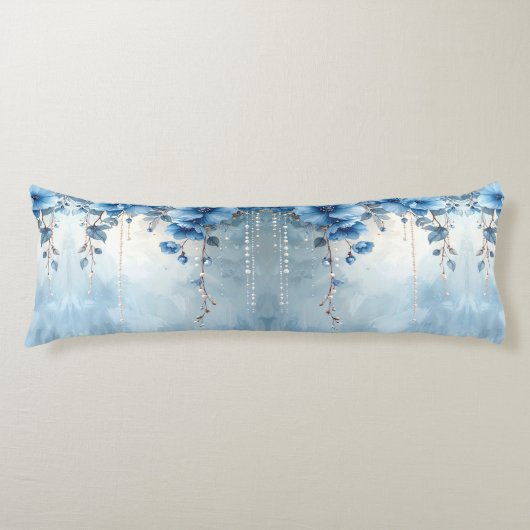 Blue Flowers and Pearls Body Pillow ボディピロー (正面)