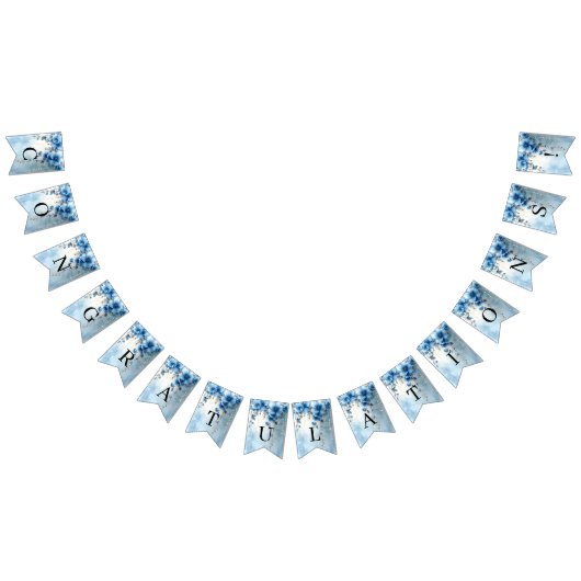 Blue Flowers and Pearls Bunting Flag バンティングフラッグ (全)