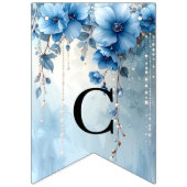 Blue Flowers and Pearls Bunting Flag バンティングフラッグ (第1の旗)