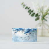 Blue Flowers and Pearls Business Card 名刺 (スタンド正面)