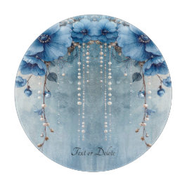 Blue Flowers and Pearls Cutting Board カッティングボード