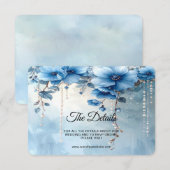 Blue Flowers and Pearls Detail エンクロージャーカード (正面/裏面)