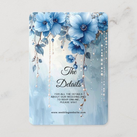 Blue Flowers and Pearls Detail Enclosure エンクロージャーカード (正面)