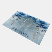 Blue Flowers and Pearls Doormat ドアマット (アングル)