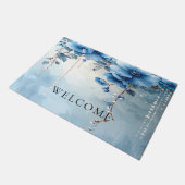 Blue Flowers and Pearls Doormat ドアマット (アングル)