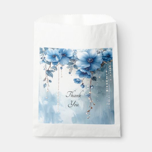 Blue Flowers and Pearls Favor Bag フェイバーバッグ (正面)