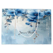 Blue Flowers and Pearls Gift Bag ラージペーパーバッグ (裏面)