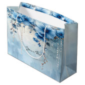 Blue Flowers and Pearls Gift Bag ラージペーパーバッグ (裏面アングル)