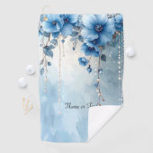 Blue Flowers and Pearls Golf Towel ゴルフタオル (インサイチュ)