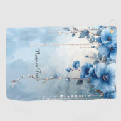 Blue Flowers and Pearls Golf Towel ゴルフタオル (横)