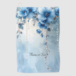Blue Flowers and Pearls Golf Towel ゴルフタオル