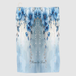Blue Flowers and Pearls Golf Towel ゴルフタオル