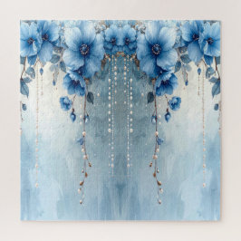 Blue Flowers and Pearls Jigsaw Puzzle ジグソーパズル
