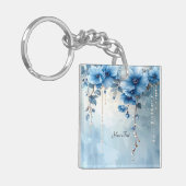 Blue Flowers and Pearls Keychain キーホルダー (正面左)