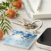 Blue Flowers and Pearls Keychain キーホルダー (正面右)