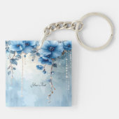 Blue Flowers and Pearls Keychain キーホルダー (裏面)
