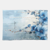 Blue Flowers and Pearls Kitchen Towel キッチンタオル (横)
