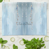 Blue Flowers and Pearls Kitchen Towel キッチンタオル (折り畳み)