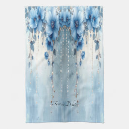 Blue Flowers and Pearls Kitchen Towel キッチンタオル