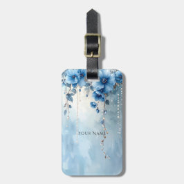 Blue Flowers and Pearls Luggage Tag ラゲッジタグ