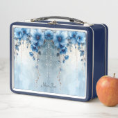 Blue Flowers and Pearls Lunch box メタルランチボックス (インサイチュ)