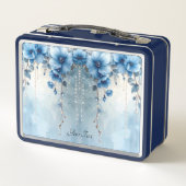 Blue Flowers and Pearls Lunch box メタルランチボックス (裏面)