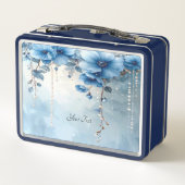 Blue Flowers and Pearls Lunch box メタルランチボックス (裏面)
