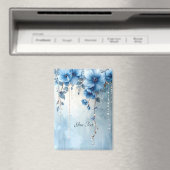 Blue Flowers and Pearls Magnet マグネット (インサイチュ (食洗機))