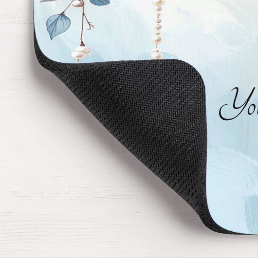Blue Flowers and Pearls Mousepad マウスパッド (コーナー)