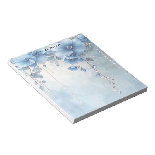 Blue Flowers and Pearls Notepad ノートパッド (アングル)