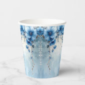 Blue Flowers and Pearls Paper Cups 紙コップ (正面)