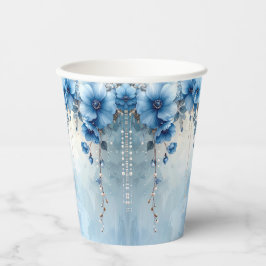 Blue Flowers and Pearls Paper Cups 紙コップ