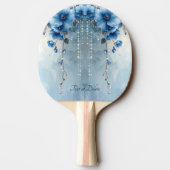 Blue Flowers and Pearls Ping Pong Paddle 卓球ラケット (裏面)