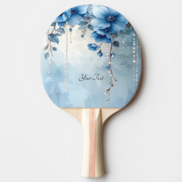 Blue Flowers and Pearls Ping Pong Paddle 卓球ラケット