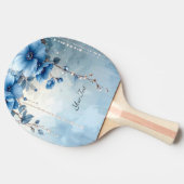 Blue Flowers and Pearls Ping Pong Paddle 卓球ラケット (横)