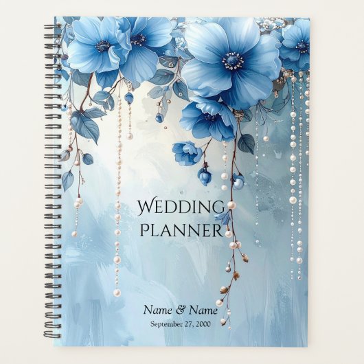 Blue Flowers and Pearls Planner プランナー手帳 (正面)