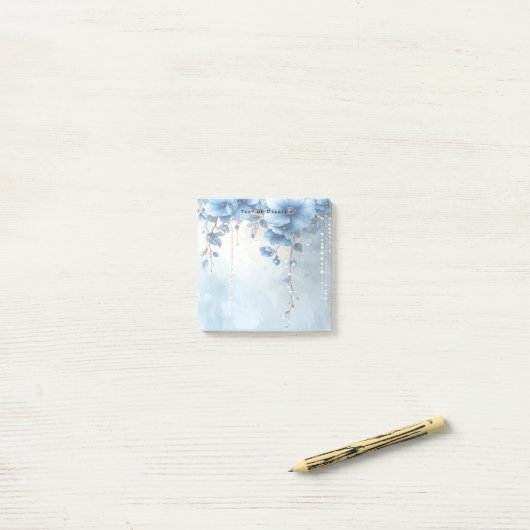 Blue Flowers and Pearls Post it Notes ポストイット (デスク上)