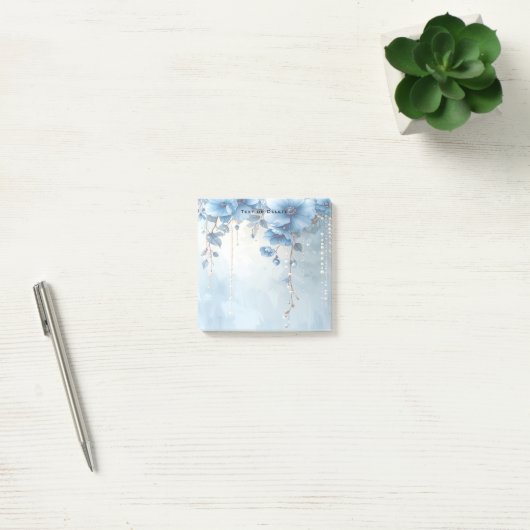 Blue Flowers and Pearls Post it Notes ポストイット (オフィス)