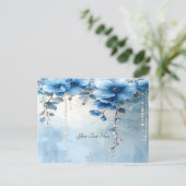 Blue Flowers and Pearls Postcard ポストカード (スタンド正面)