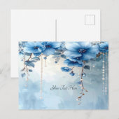 Blue Flowers and Pearls Postcard ポストカード (正面/裏面)