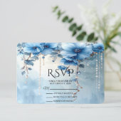 Blue Flowers and Pearls RSVP Card (スタンド正面)