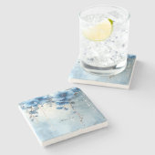 Blue Flowers and Pearls Stone Coaster ストーンコースター (横)
