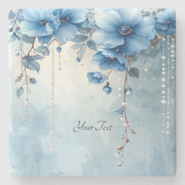 Blue Flowers and Pearls Stone Coaster ストーンコースター