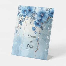 Blue Flowers and Pearls Tabletop Signs 台座サイン