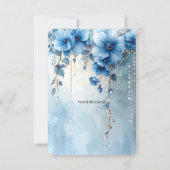 Blue Flowers and Pearls Thank You Card サンキューカード (裏面)