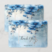Blue Flowers and Pearls Thank You Card サンキューカード (正面/裏面)